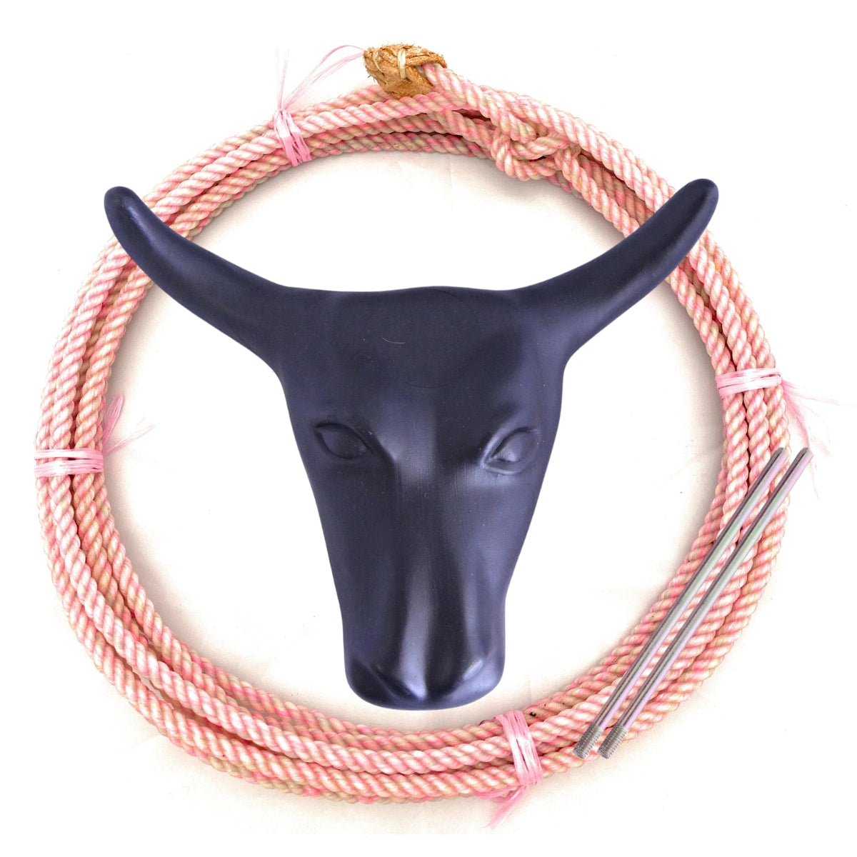 AJ Tack Junior 11" Horn Spread Steer Head Roping Dummy Set with Rope
