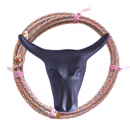 AJ Tack Junior 11" Horn Spread Steer Head Roping Dummy Set with Rope