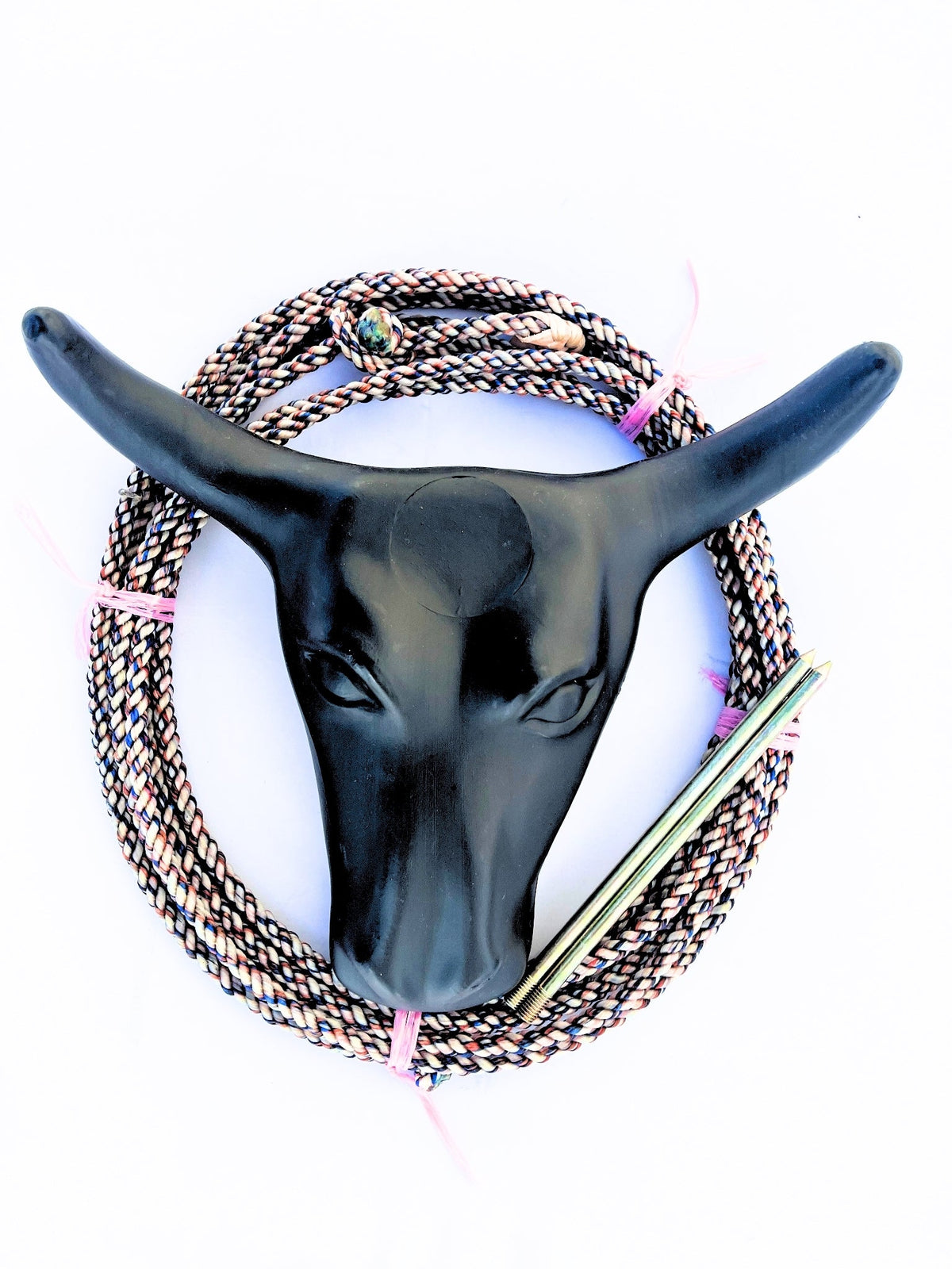 AJ Tack Junior 11" Horn Spread Steer Head Roping Dummy Set with Rope