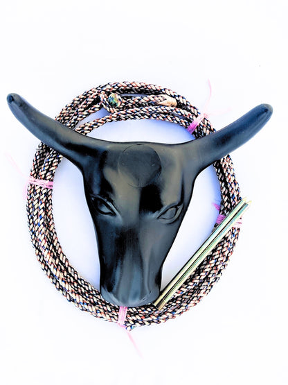 AJ Tack Junior 11" Horn Spread Steer Head Roping Dummy Set with Rope