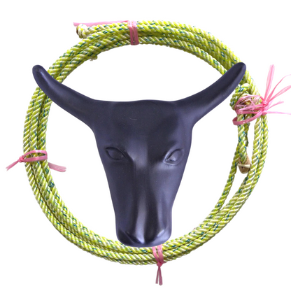 AJ Tack Junior 11" Horn Spread Steer Head Roping Dummy Set with Rope