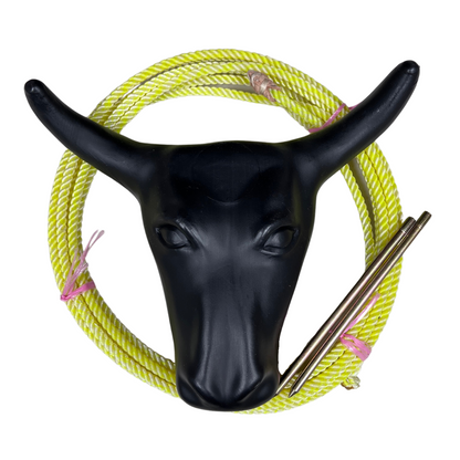 AJ Tack Junior 11" Horn Spread Steer Head Roping Dummy Set with Rope