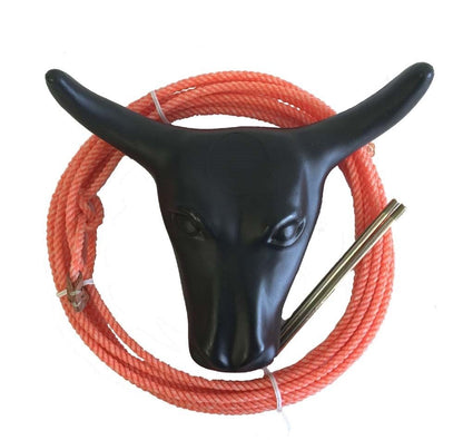 AJ Tack Junior 11" Horn Spread Steer Head Roping Dummy Set with Rope