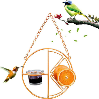 Outdoor Oasis Bird Haven: Vibrant Orange Bird Feeder And Water Station