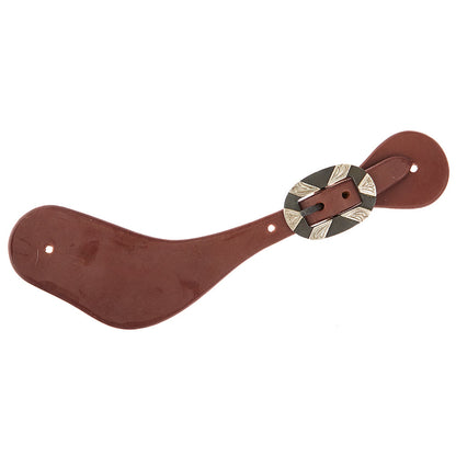 WD-DWSSO-20 Mens Oiled Dove Wing Spur Straps With Oval Silver Bar Buckles