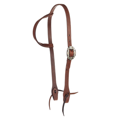 WD-SEHO-13 Heavy Oil Harness Leather Floral Silver Bar Single Buckle Single Ear Headstall
