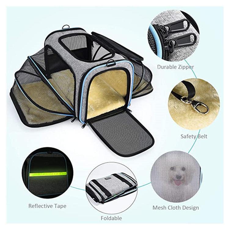 Pet Travel Haven: Expandable And Reflective Cat Carrier For Safe And Comfortable Journeys
