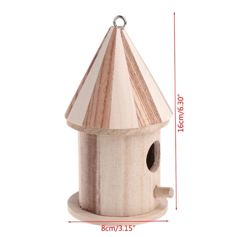 Rustic Pine Hand-Carved Round Outdoor Bird Nest Ornament