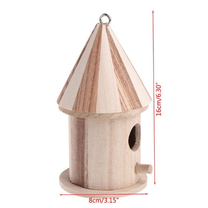 Rustic Pine Hand-Carved Round Outdoor Bird Nest Ornament