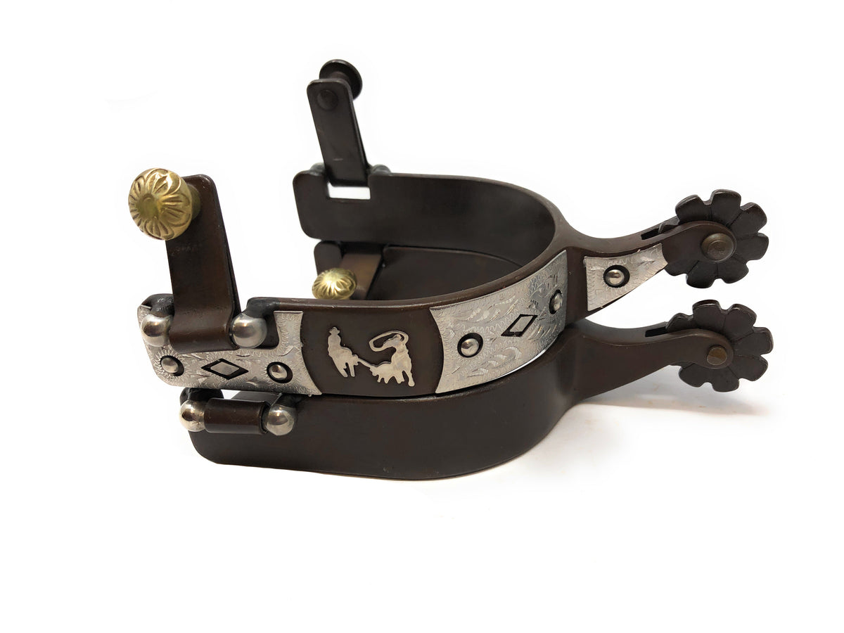 AJ Tack Men's Brown Antique Team Roping Offset Spurs
