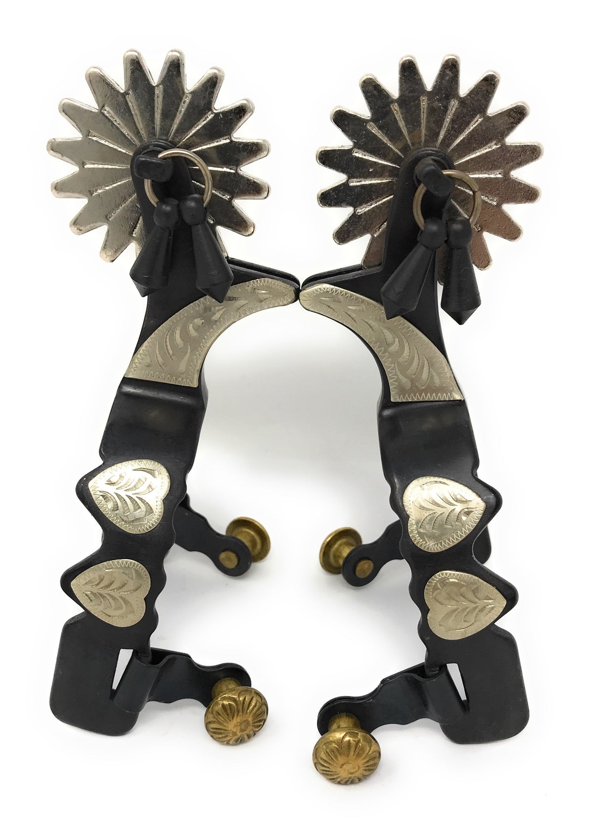 AJ Tack Youth Antique Brown Hearts Spurs