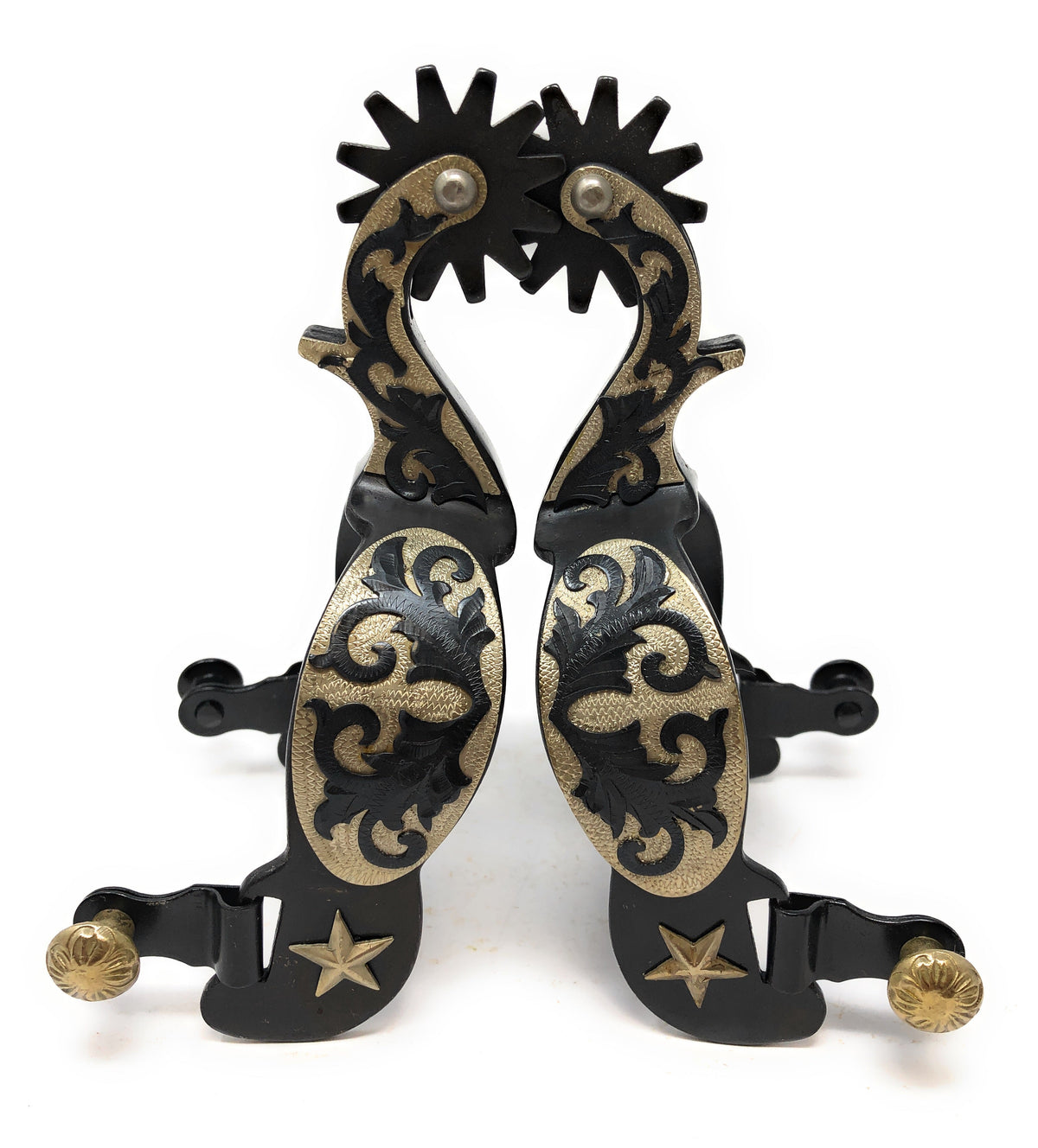 AJ Tack Men's Antique Brown Star and Floral Spurs