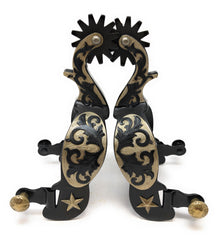 AJ Tack Men's Antique Brown Star and Floral Spurs