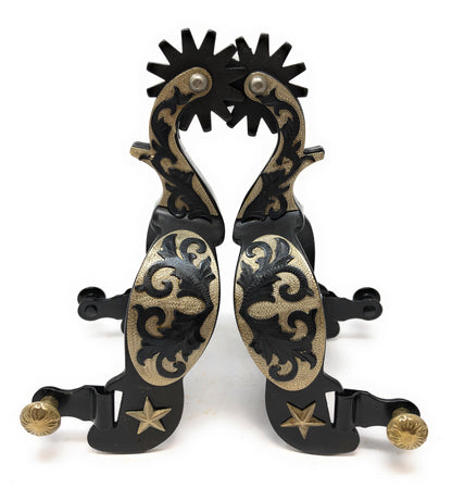 AJ Tack Men's Antique Brown Star and Floral Spurs