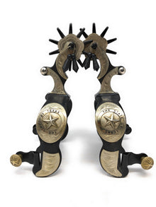 AJ Tack Men's Black Engraved Texas State Seal Spurs