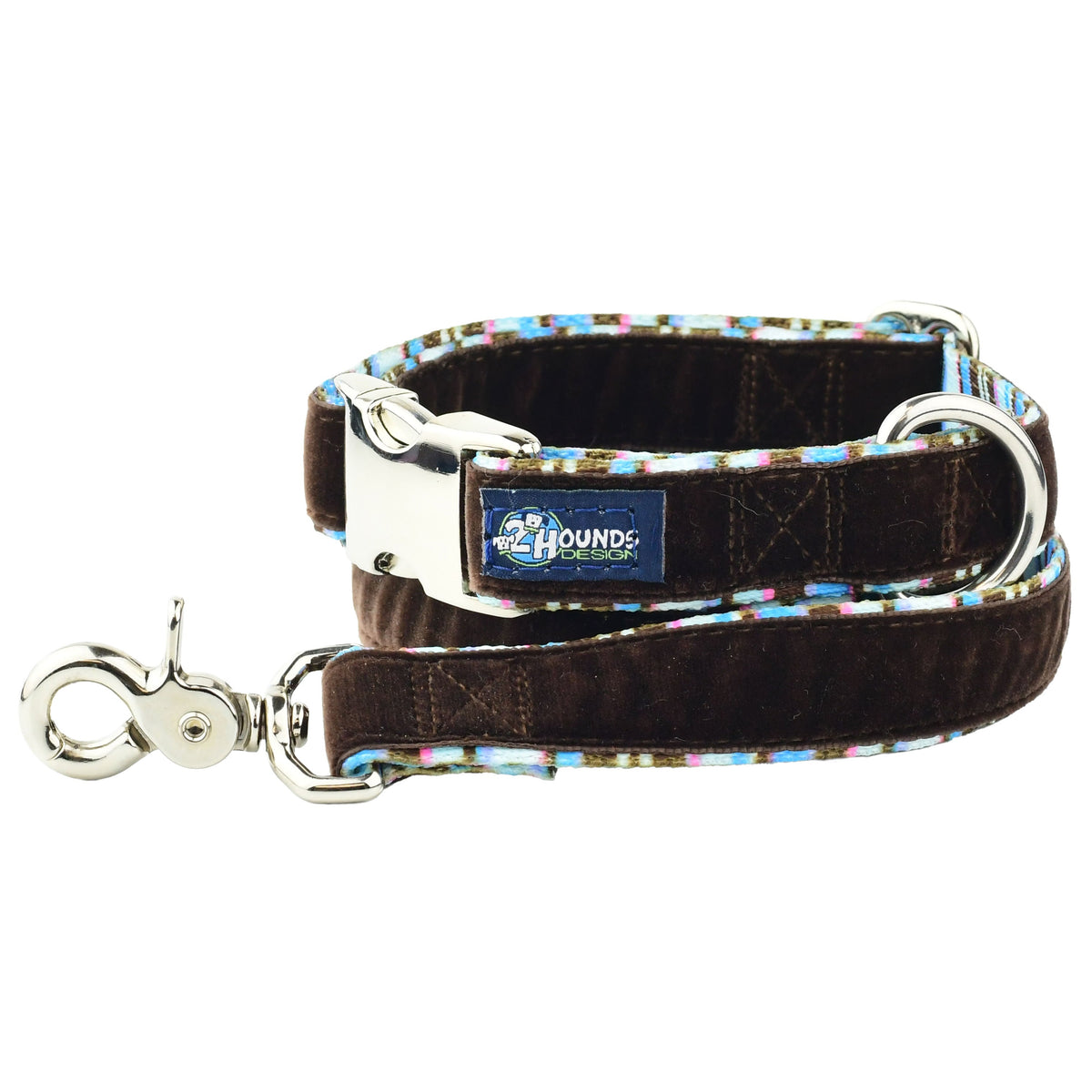 Brown Stripes Velvet Essential Dog Collar (1″ Only)