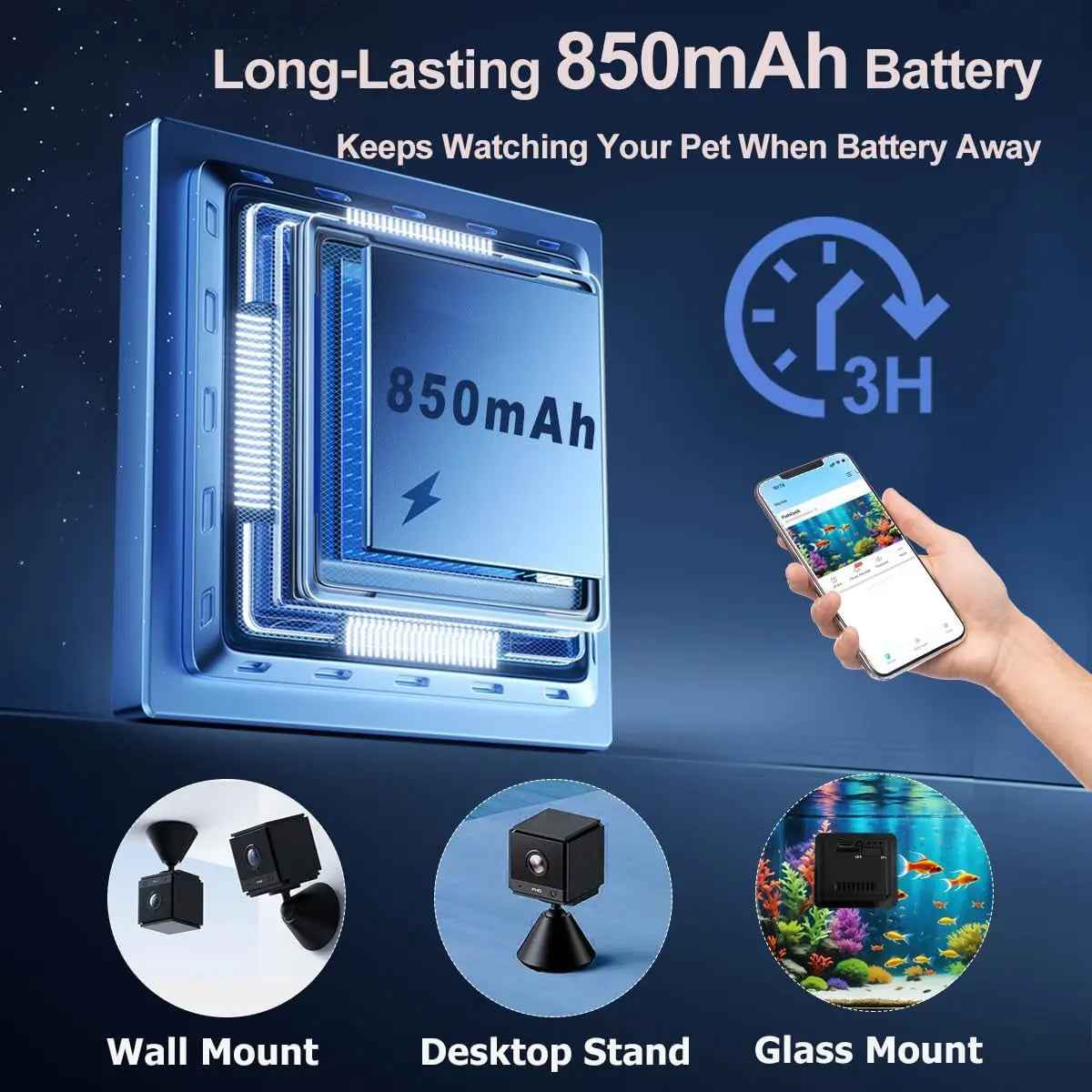 2K HD Aquarium Camera with Night Vision, Audio & 32GB Card