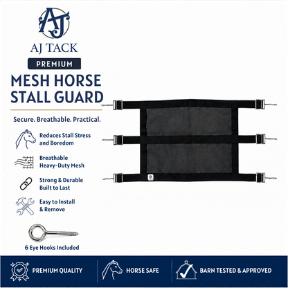 AJ Tack Premium Mesh Horse Stall Guard with Eye Hooks