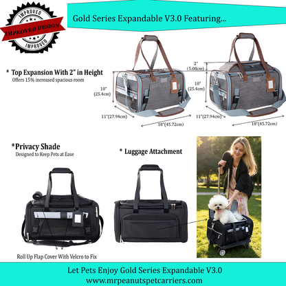 Mr. Peanut's Gold Series Standard Size Airline Compliant Expandable Pet Carrier V3.0
