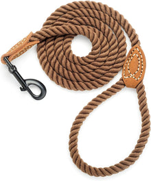 4 feet rope dog leash with leather handle