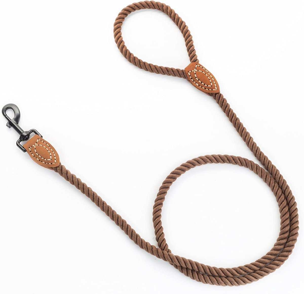 4 feet rope dog leash with leather handle