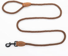 4 feet rope dog leash with leather handle