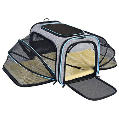 Pet Travel Haven: Expandable And Reflective Cat Carrier For Safe And Comfortable Journeys