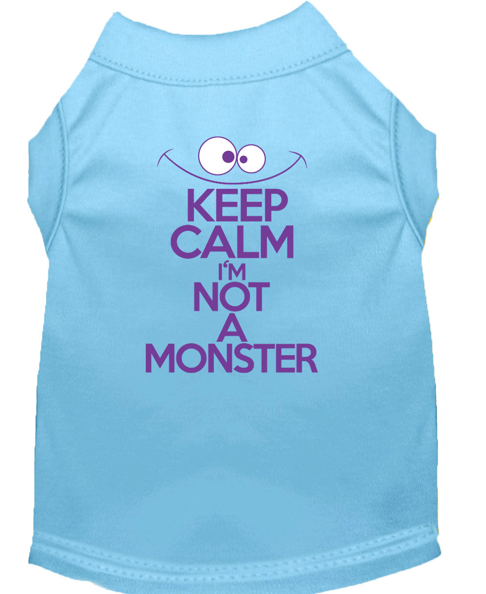 Pet Dog & Cat Shirt Screen Printed, "Keep Calm I'm Not A Monster"