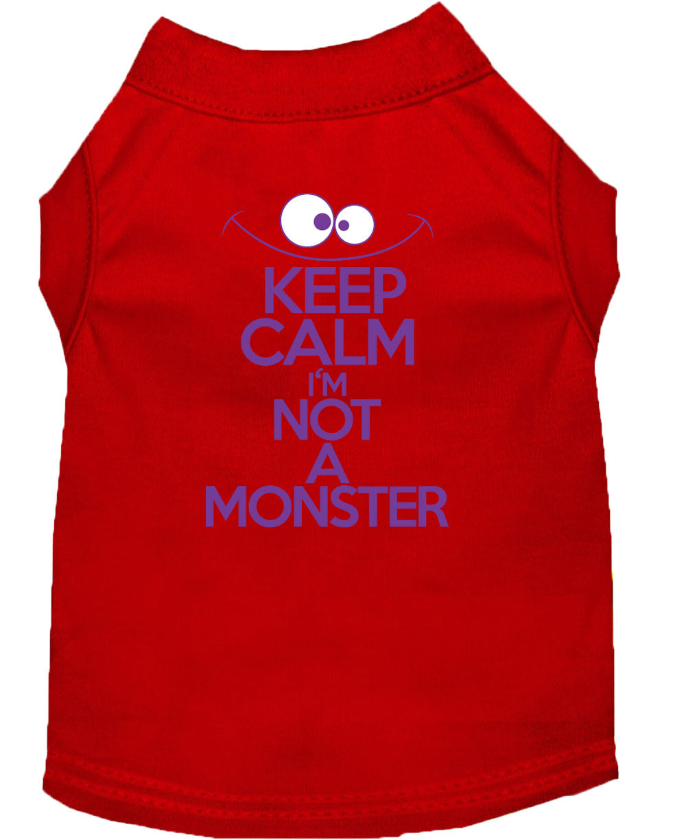 Pet Dog & Cat Shirt Screen Printed, "Keep Calm I'm Not A Monster"