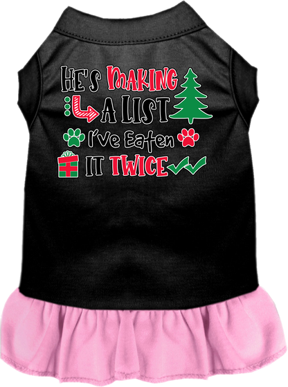 Christmas Pet Dress "He's Making A List, I've Eaten It Twice"
