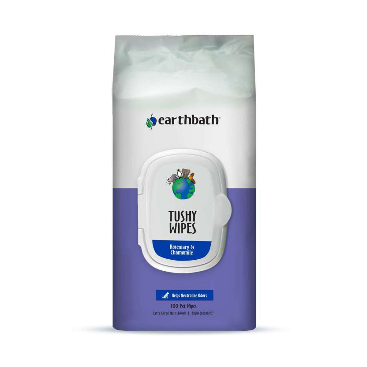 Earthbath Tushy Wipes Rosemary and Chamomile Resealable Soft Pack 100ct
