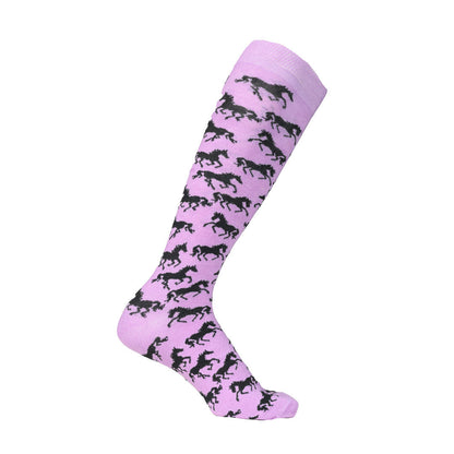 AWST Int'l Ladies "Lila" Galloping Horses Knee Socks - 6 Pack