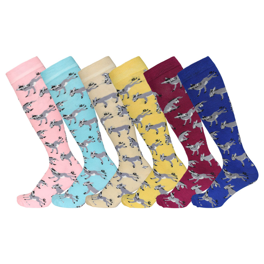 AWST Int'l Ladies Playful Donkeys Knee Socks