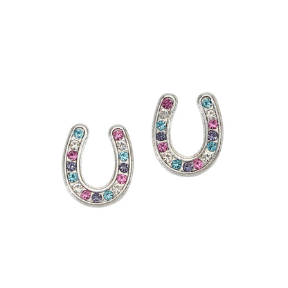 AWST Int'l Horseshoes Earrings w/Colorful Cowboy Hat Box