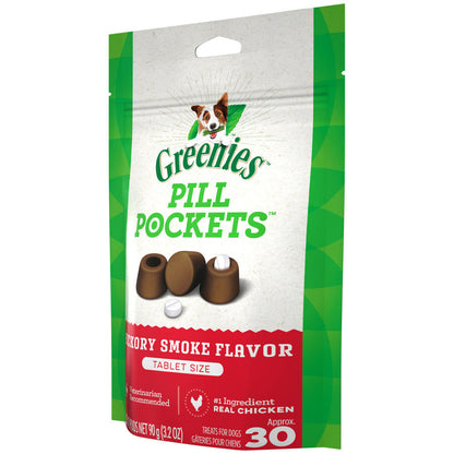 GREENIES PILL POCKETS Treats Hickory Smoke Tablet Size 3.2oz