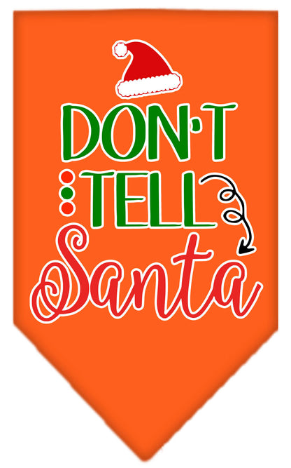 Christmas Pet and Dog Bandana Screen Printed, "Don't Tell Santa"