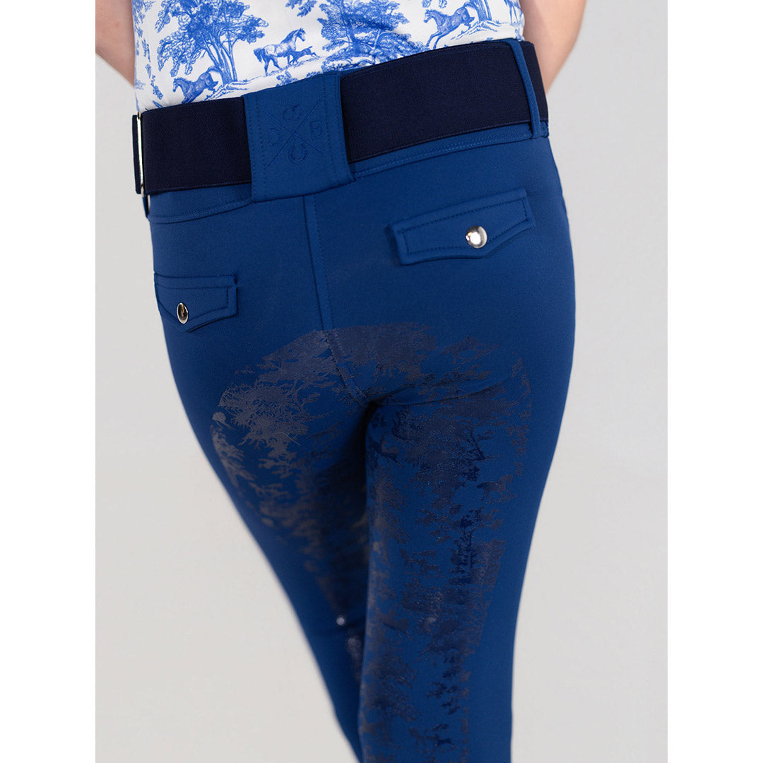 Dapplebay Kids Equestrian Toile Essential Tights-Bright Navy