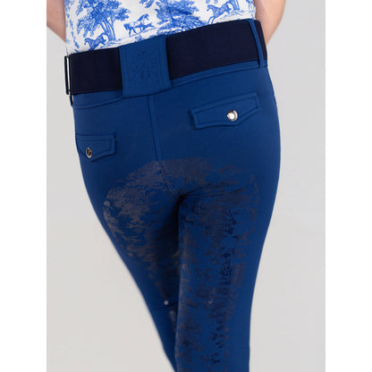 Dapplebay Kids Equestrian Toile Essential Tights-Bright Navy