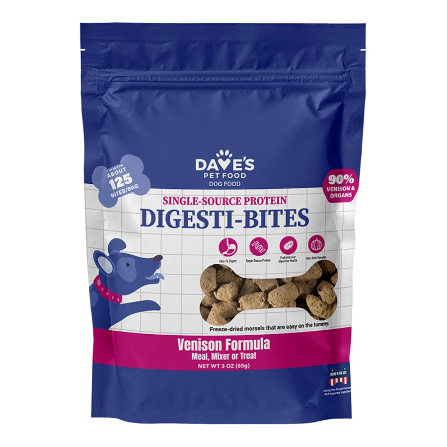 Dave's Pet Food Dog Digesti-Bites Freeze-Dried Venison 3oz.