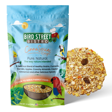 CinnaSpice parrot food nutritional chart with natural ingredients and health benefits