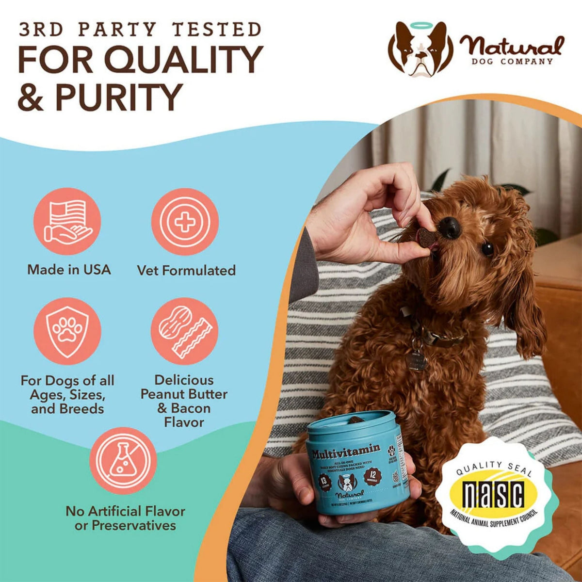 Natural Dog Company Dog Multivitamin Supplement Chews - 90 Count