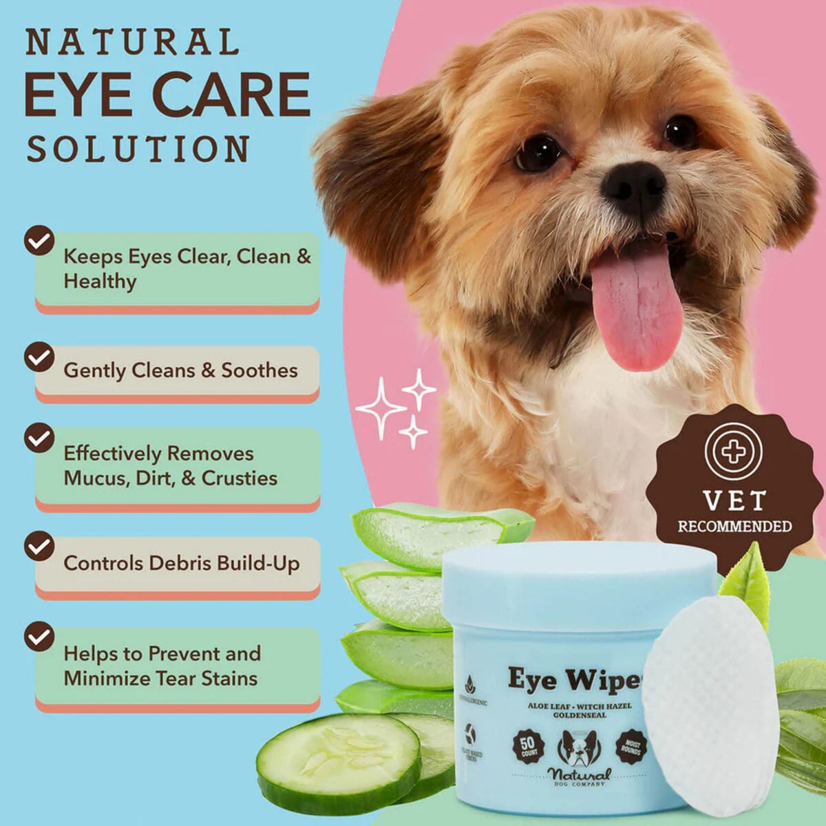 Natural Dog Company Dog Eye Wipes - 100 Count