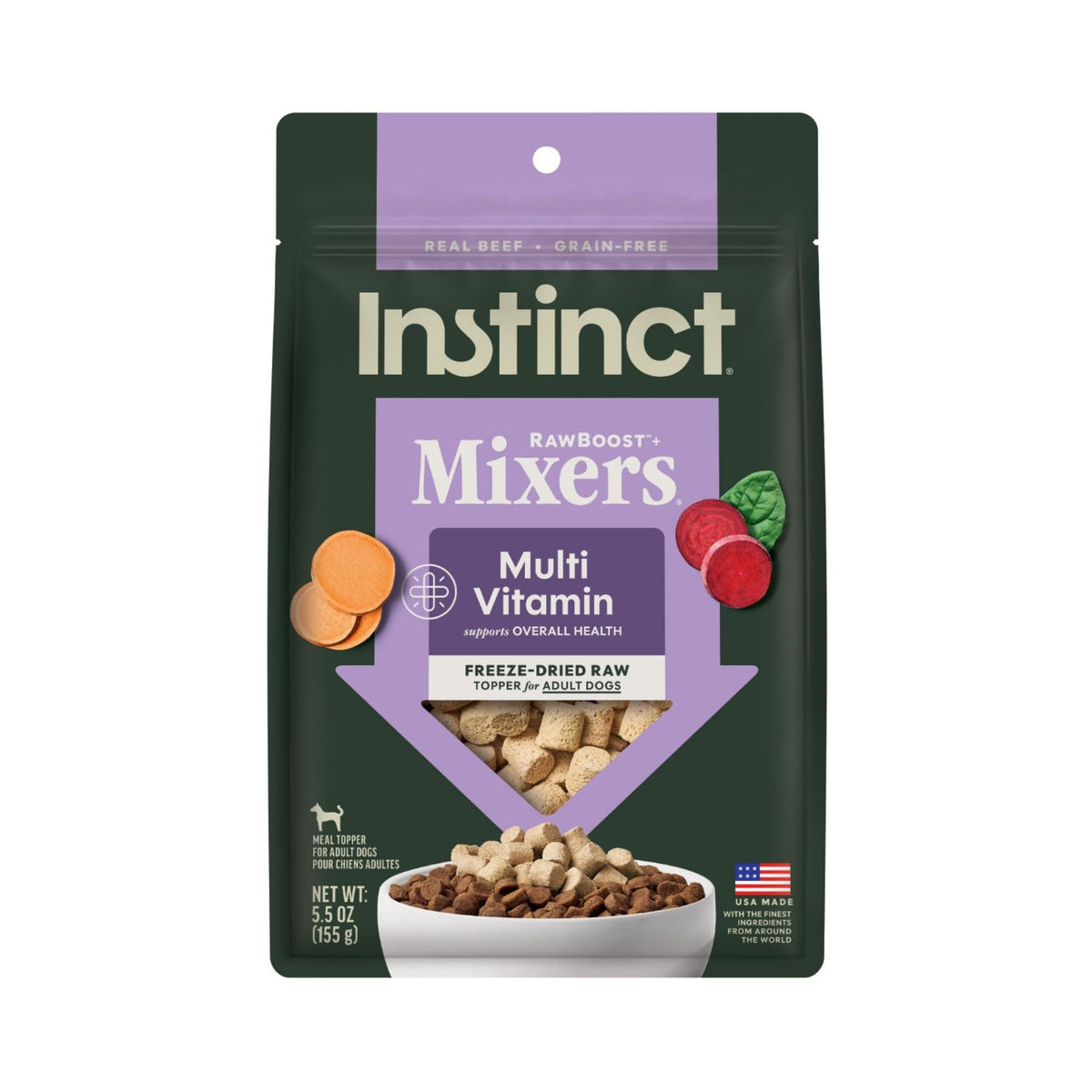 Instinct Raw Boost Mixers Dog Freeze-dried Multivitamin Beef Grain-free 5.5oz.