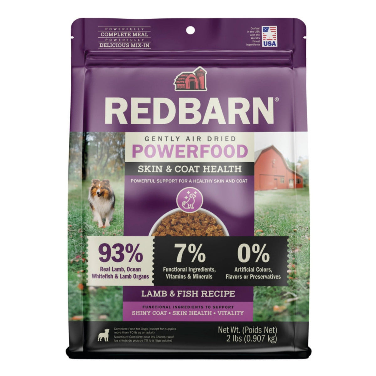 Redbarn Pet Products Gently Air Dried Powerfood Skin & Coat Health Dry Dog Food Lamb & Fish, 1ea/2 lb