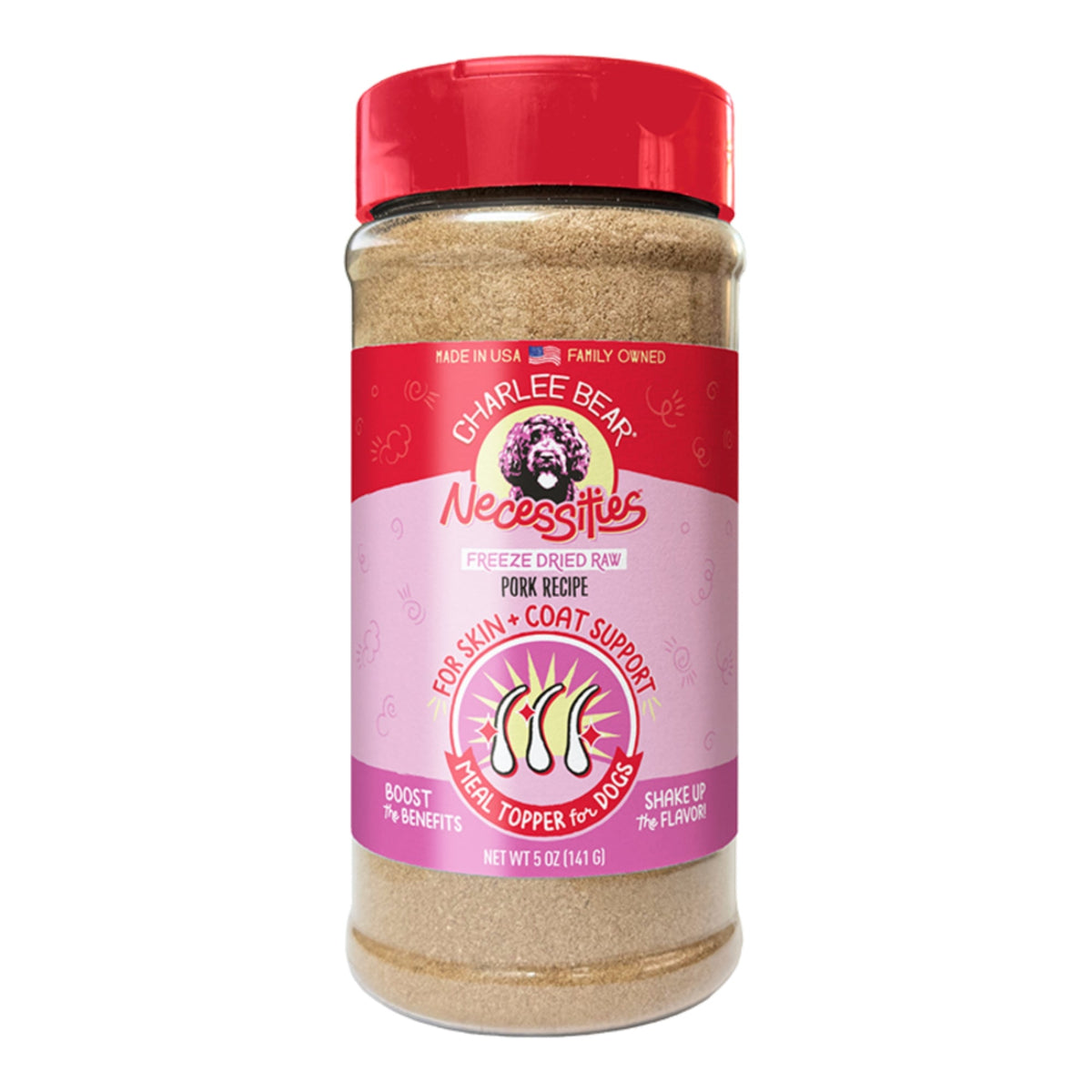 Charlee Bear Dog Necessities Pork Recipe - Skin & Coat Support Topper 5oz.