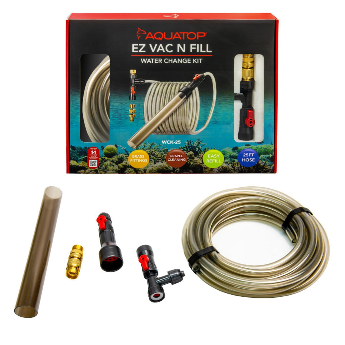 Aquatop EZ Vac-N-Fill Water Change Kit With Brass Fittings 1ea/25 ft