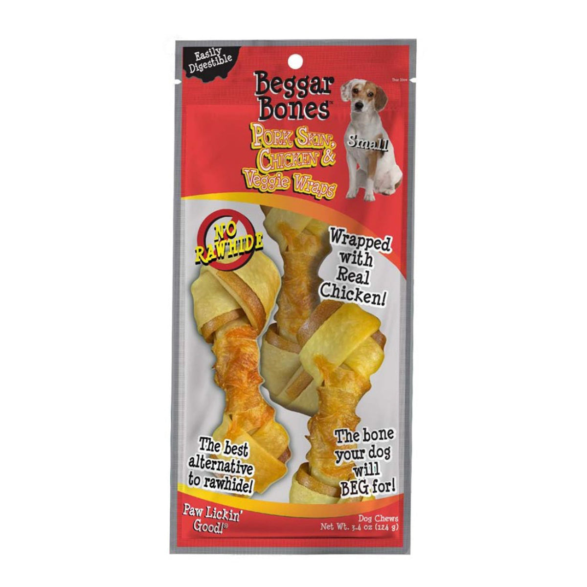 Savory Prime Beggar Bones Pork Skin, Chicken & Veggie Wraps Small 3pk