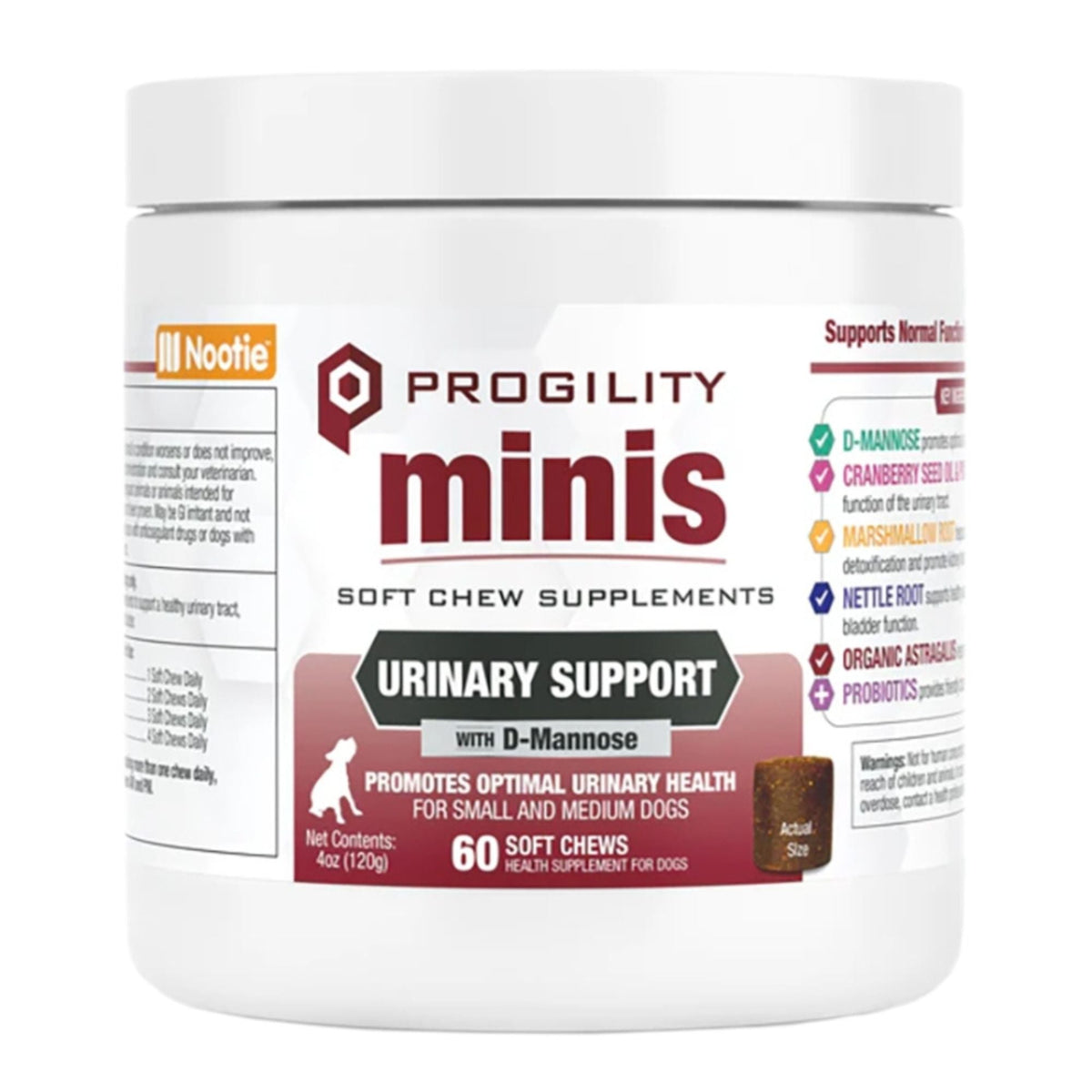 Nootie Dog Progility Urinary Support With D-Mannose Mini Soft Chews - 60 Count