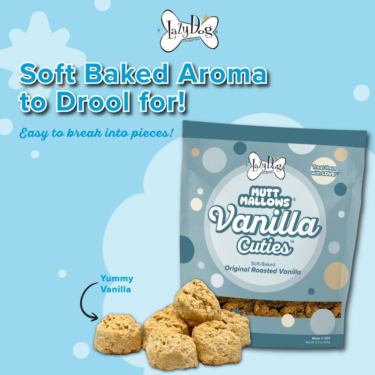 Lazy Dog Mutt Mallows Roasted Vanilla 5oz. (Case of 3)