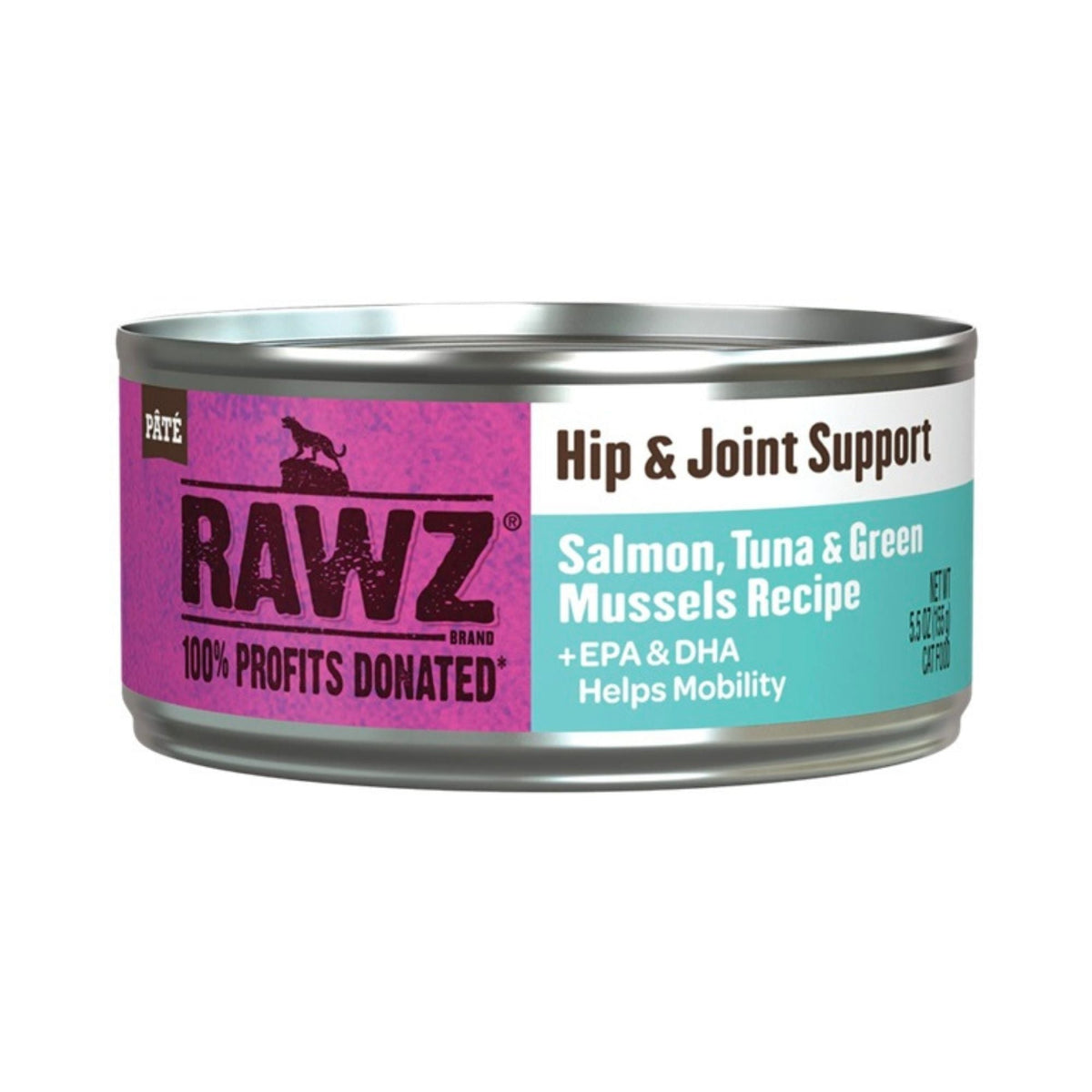 Rawz Hip & Joint Cat Salmon Tuna Green Mussels Pate 5.5oz. (Case of 24)